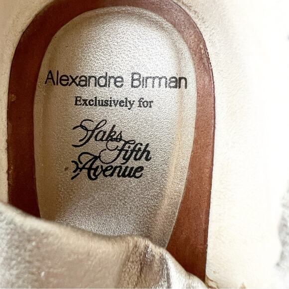 SZ 9.5 Alexandre Birman x Saks Fifth Avenue thing T Strap Silver Pewter Sandals - Picture 8 of 8